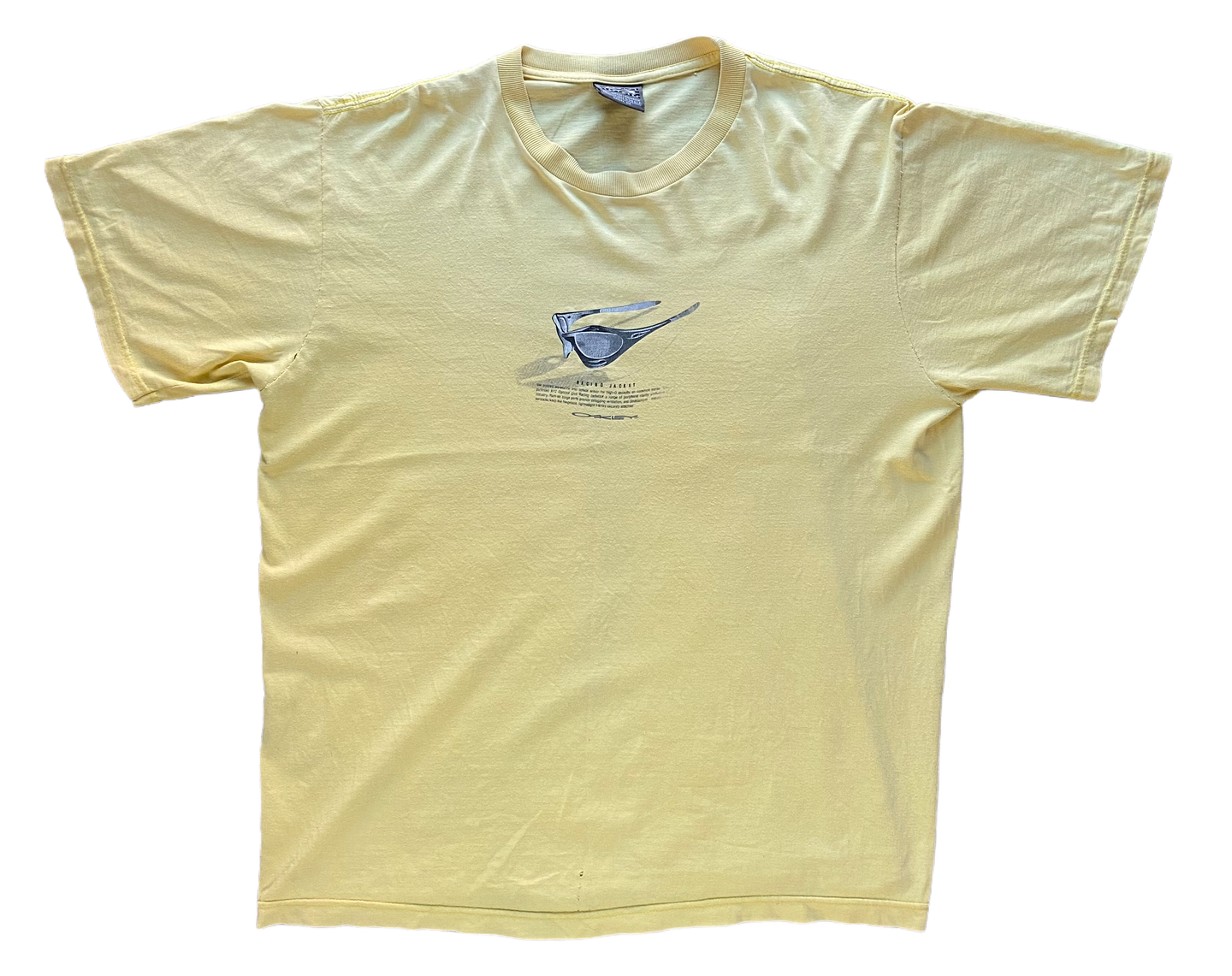 99s VINTAGE OAKLEY GLASSES CENTRE LOGO T-SHIRT (M)